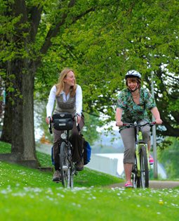 Two people on bicycles