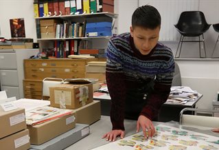 Student working in an archive