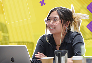 Student working at a laptop