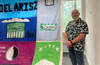 Harry Hillery with an AIDS Memorial quilt
