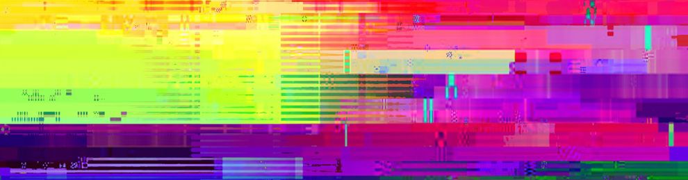 colourful abstract image with pink, yellow and blue stripes and boxes
