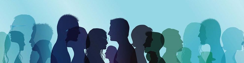 Illustration of multiple heads in profile