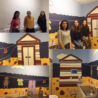 Students with their mural at the Royal Alexandra Children's hospital