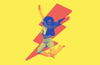 Graphic image of girl jumping